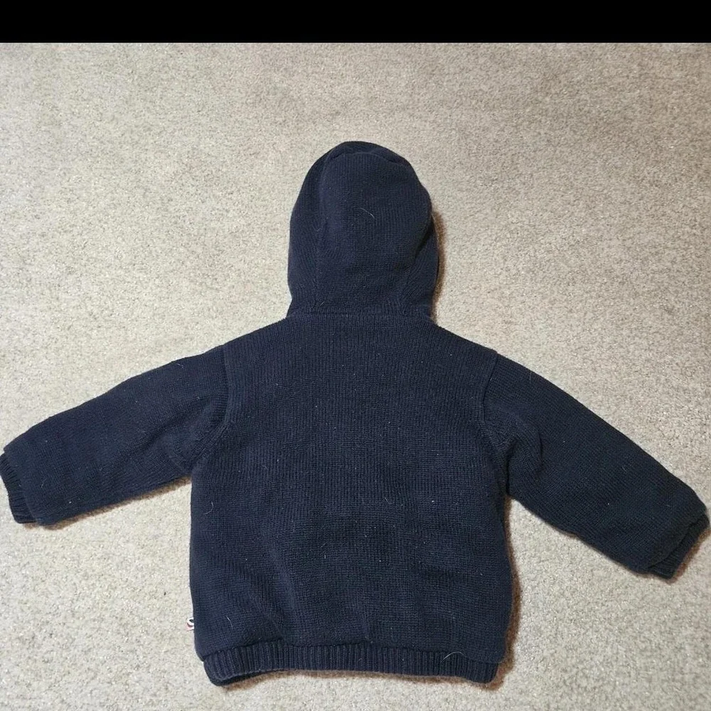 Vintage Absorba Navy Snowflake Sweater Zipper Hooded Kids 2T